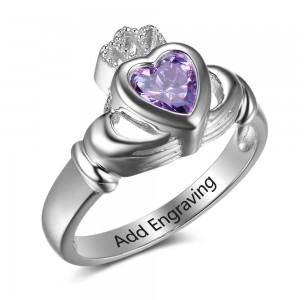 Birthstone Ring, Sterling Silver Personalized Engravable Ring JEWJORI102776